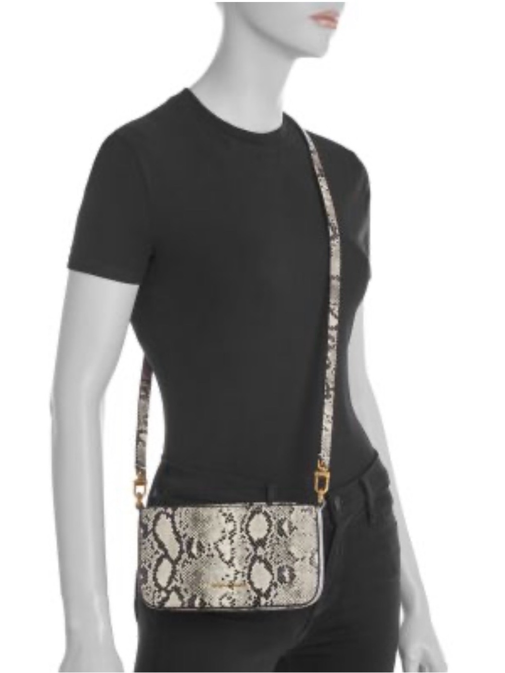 Michael Kors Snake-Print Shoulder Bag in Black & Cream